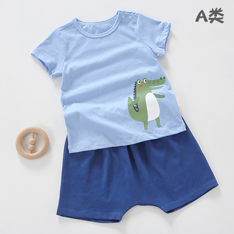 宝宝夏装新款婴儿衣服纯棉男童装短袖套装两件套小童韩版洋气潮