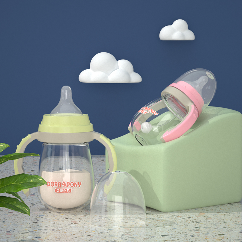 朵拉小马PPSU材质新生儿奶瓶大宝宝宽口径防爆防摔婴幼儿断奶神器