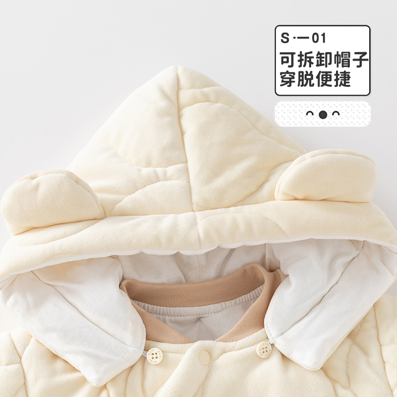 婴儿冬装连体衣夹棉保暖加厚衣服新生儿超萌洋气外出抱衣棉服哈衣