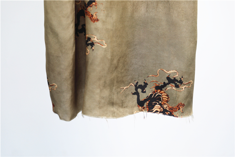 华裔设计师款 大气龙纹印花 高品质铜氨丝长款吊带连衣裙女