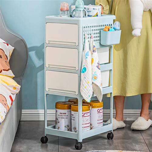 婴儿用品置物架小推车新生儿宝宝储物架移动床头卧室奶粉罐收纳架