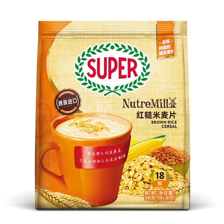 拍2包包邮Super超级牌 原味红糙米低糖双倍营养健康麦片18袋/540g