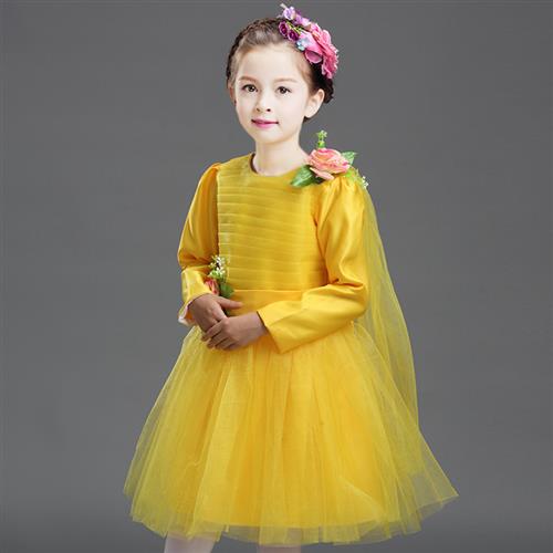 六一春新款儿童演出服长袖公主蓬蓬裙花童礼服舞台合唱表演服装