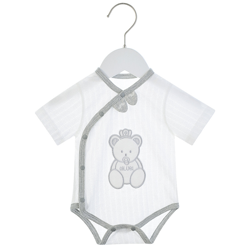 艾鹿比春夏季新款婴儿装男女宝宝棉短袖轻薄凉爽三角哈衣