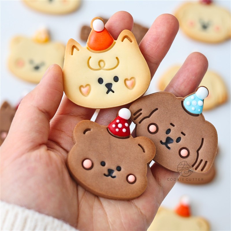 韩式卡通动物生日派对饼干模六一儿童H节亲子小狗小熊小猫烘焙模