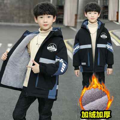 男童棉服冬装2022年新款男孩棉袄加绒加厚派克服儿童棉衣冬季外套