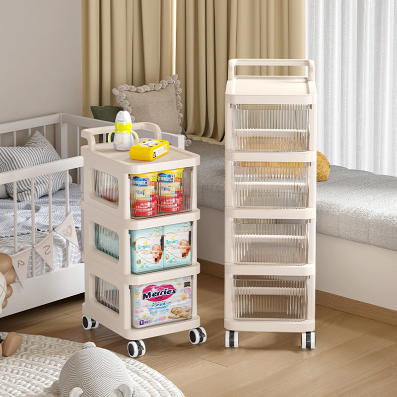 零食置物架小推车婴儿用品收纳架子落地可移动宝宝玩具储物收纳柜
