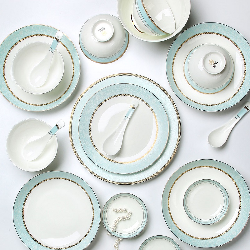 轻奢骨瓷碗碟套装家用欧式创意陶瓷餐具组合碗筷碗盘礼盒装 钰泽