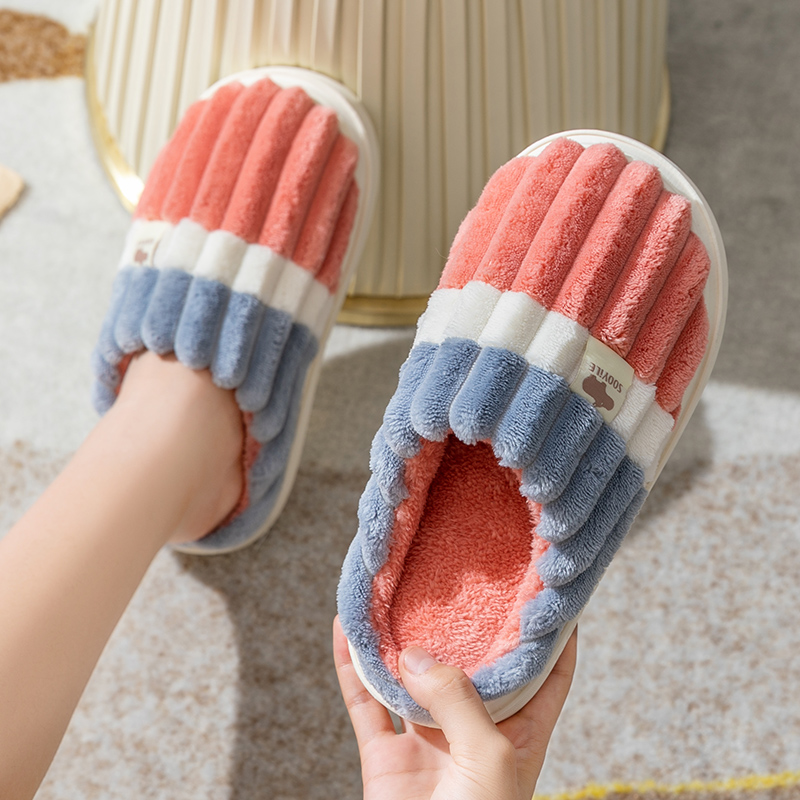 棉拖鞋秋冬季女士家居家用加绒保暖月子产后冬天防滑厚底毛毛拖鞋