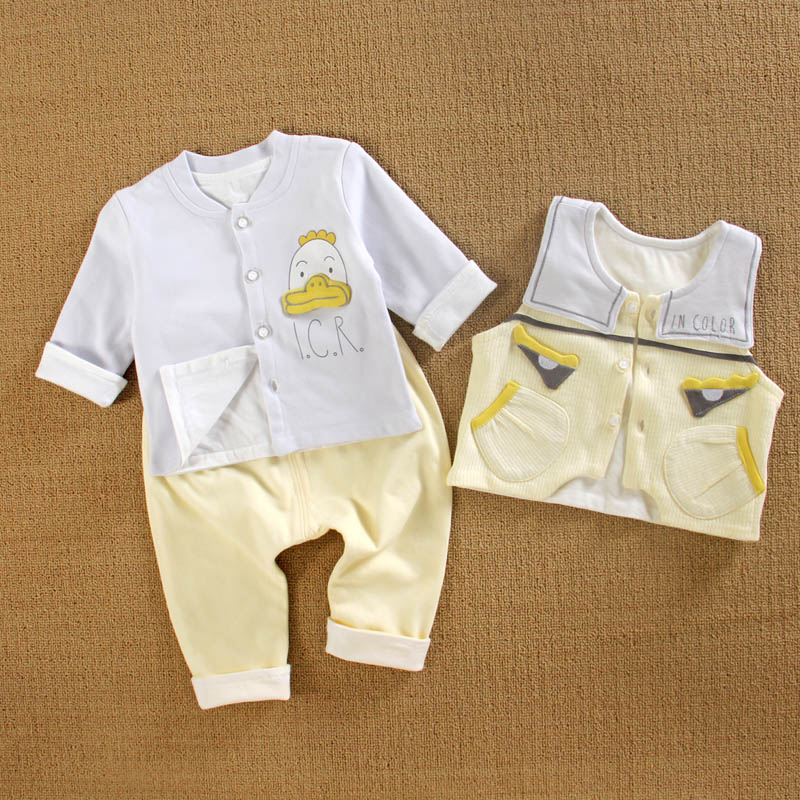 3一6个月12婴儿衣服分体季纯棉婴幼儿秋款男宝宝装三件套装春外出