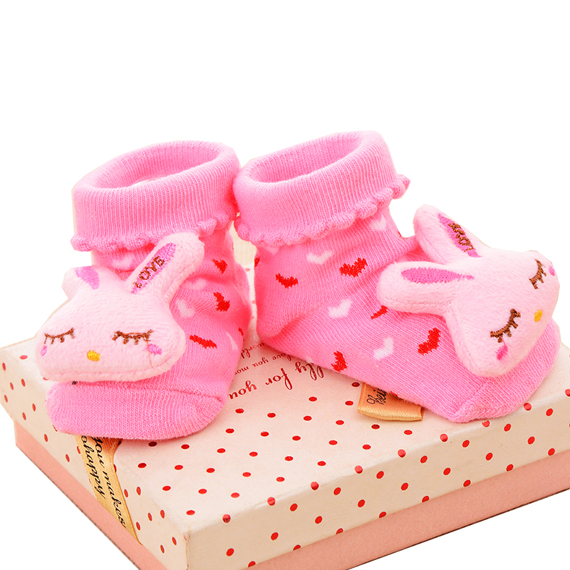 立体新生儿袜子春秋纯棉0宝宝3室内6防滑地板袜婴儿公仔袜12月1岁