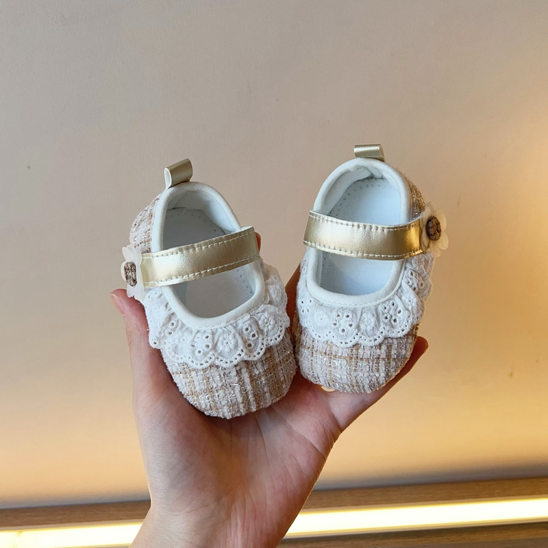 蕾丝婴儿公主鞋女宝宝0-1岁软底防滑单鞋6到12个月新生儿学步鞋夏