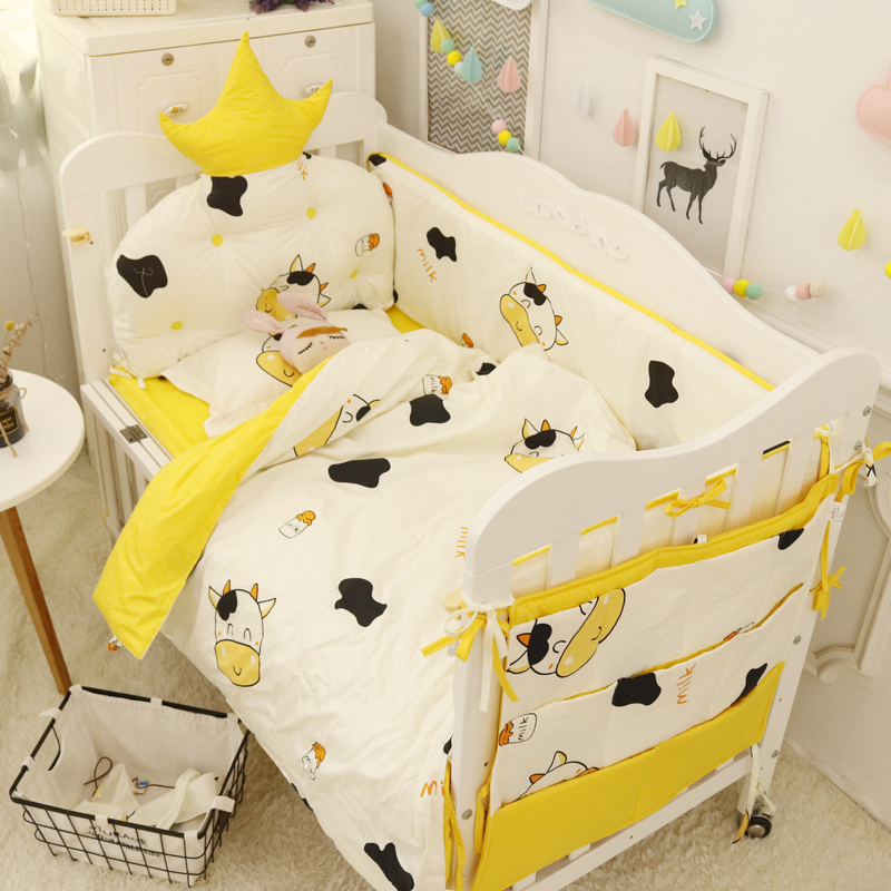 艾多乐定制婴儿床床围防撞围纯棉四季通用新生儿宝宝床上用品套件
