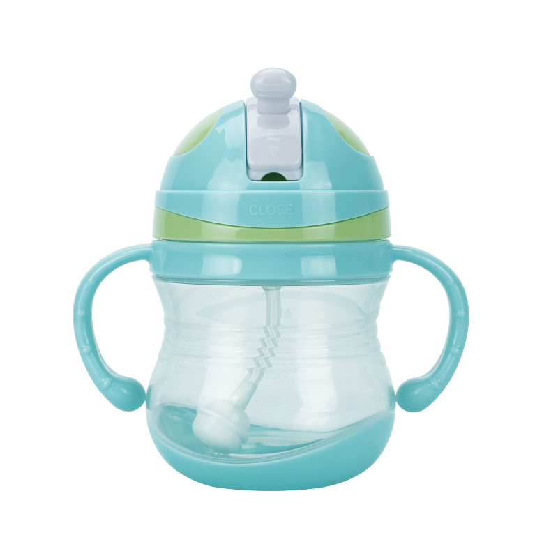 婴儿水杯喝水喝奶杯宝宝吸管学饮杯重力球手柄PP水杯耐摔加厚防漏