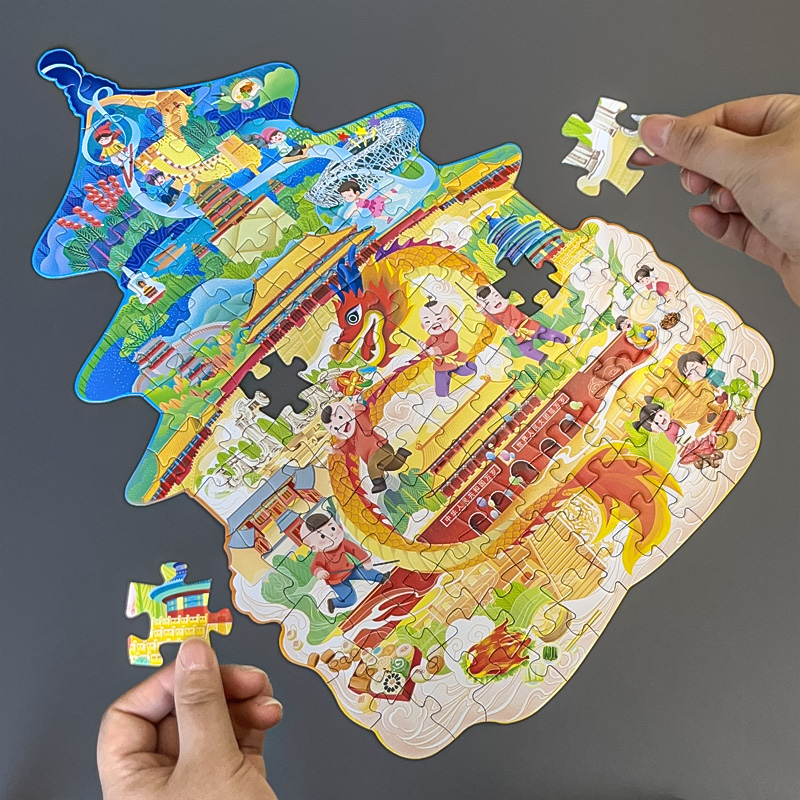 天坛异形拼图3到6-8岁以上儿童益智进阶平图100片男女孩拼板玩具