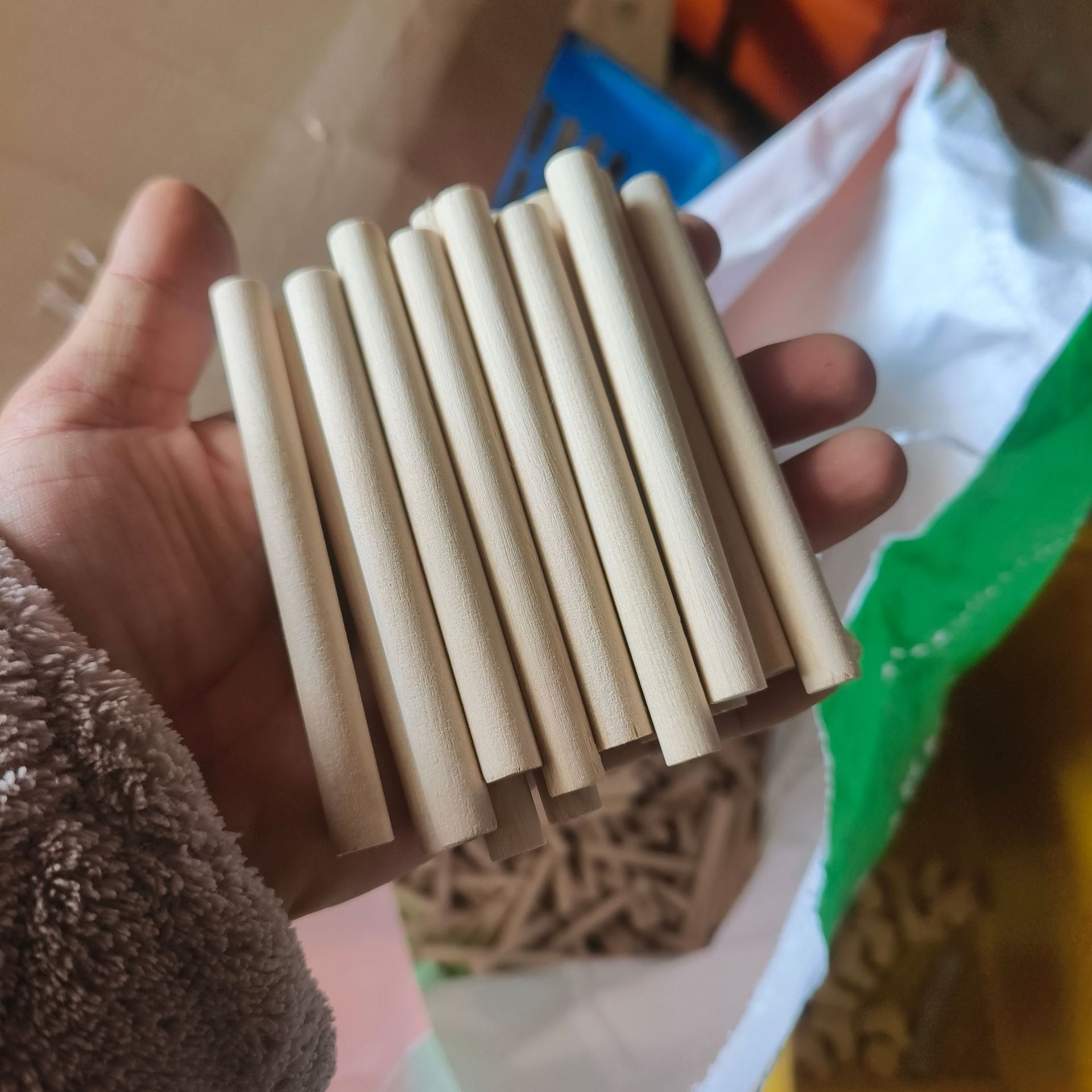 儿童diy手工制作木棍模型材料小圆棒实木桦木小木棍 圆木棒蜂蜜棒