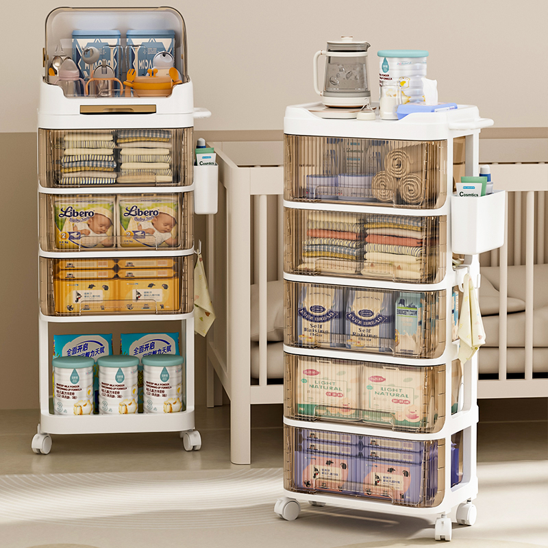 婴儿用品置物架零食柜小推车客厅移动床头宝宝多层抽屉收纳喂养台