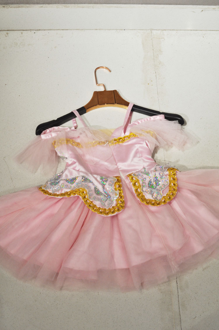舞台儿童礼服粉色公主裙摆 短款 芭比裙 芭蕾舞裙 特价处理 华丽