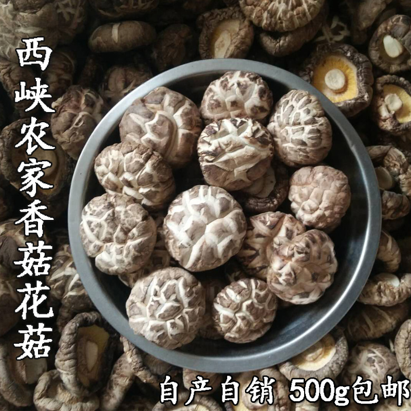 西峡香菇白花菇农家冬菇伏牛山南阳椴木菌菇自产双剪干货500g包邮