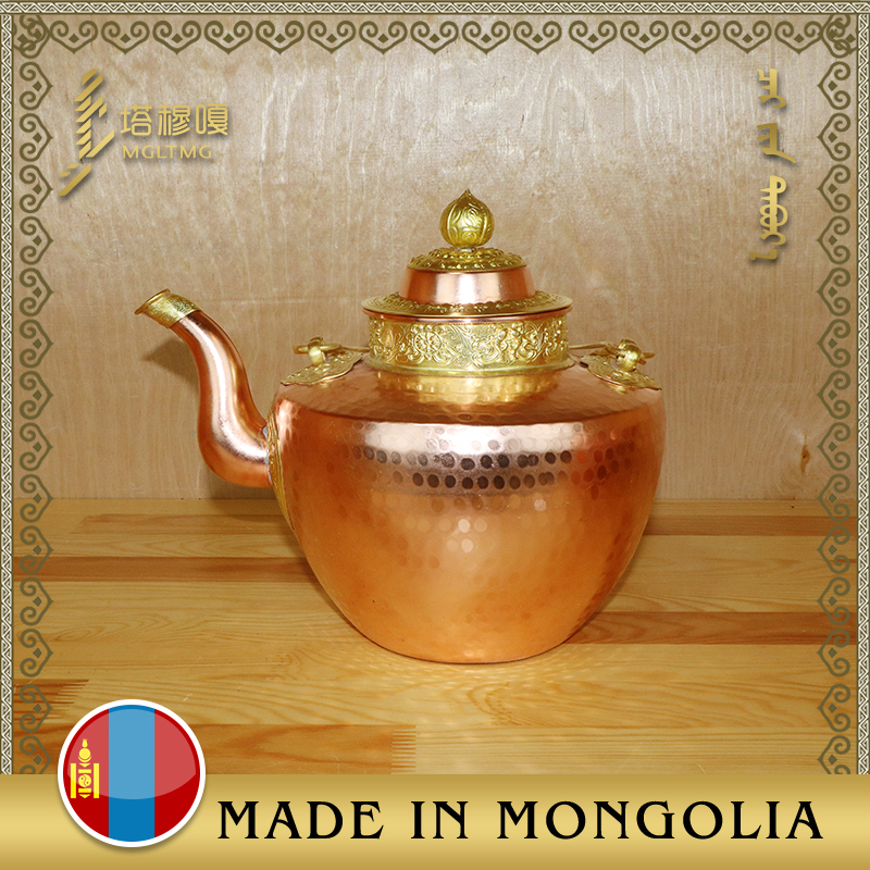 蒙古奶茶壶蒙餐餐具煮奶茶纯铜手工打制塔穆嘎大容量奶茶壶开水瓶