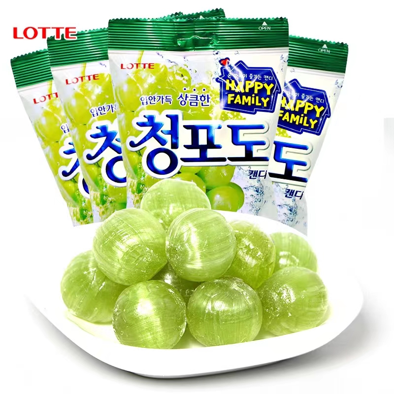 韩国进口乐天青葡萄味硬糖水果糖喜糖儿童幼儿园零食小吃喜糖153g
