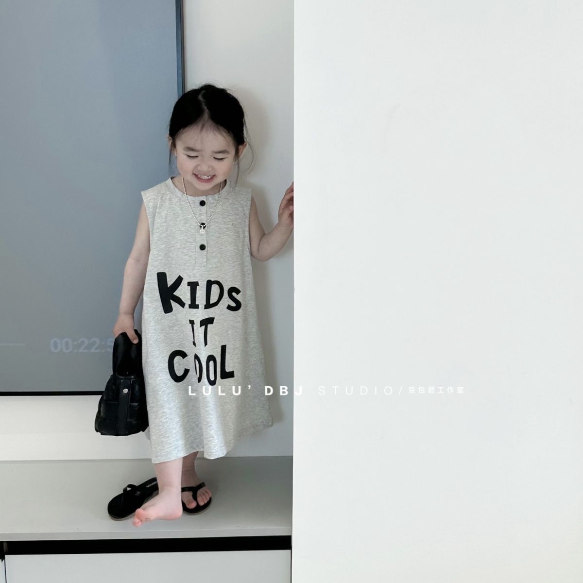 时尚款 2024夏季女童宝宝韩版印花字母T恤裙儿童洋气气质背心裙潮
