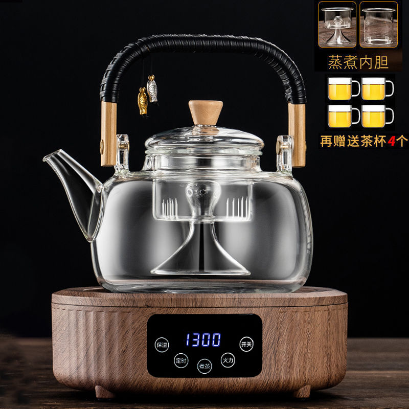 加厚耐高温煮茶器玻璃蒸茶壶提梁壶烧水泡茶壶保温电陶炉套装茶具