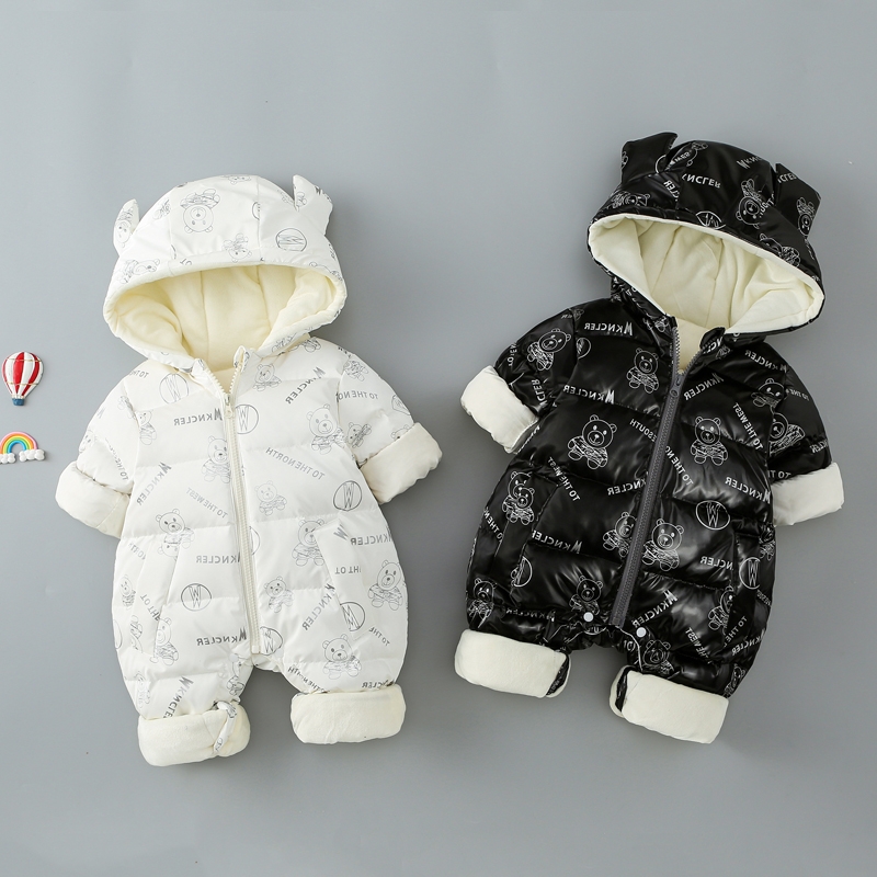 婴儿冬季连体衣加厚棉服超洋气幼儿男女宝宝卡通可爱外出哈衣爬服