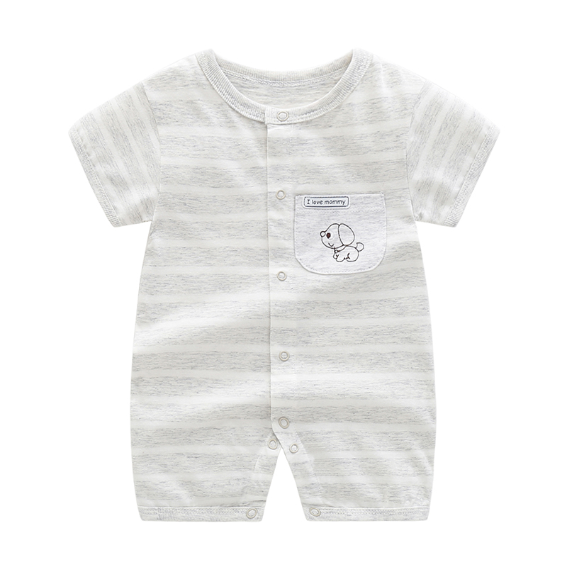 婴儿衣服夏季薄款纯棉新生儿连体衣短袖爬服可爱男女宝宝满月周岁