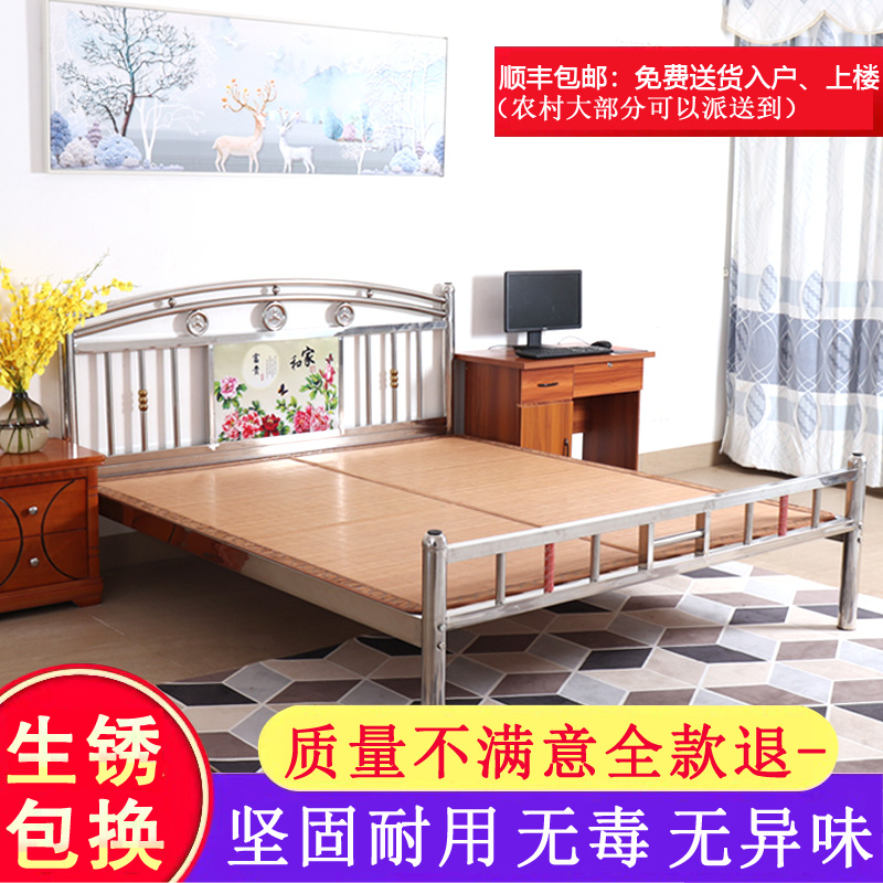 加厚不锈钢床1.8米双人床不锈钢床经济型1.5米铁艺双人床欧式