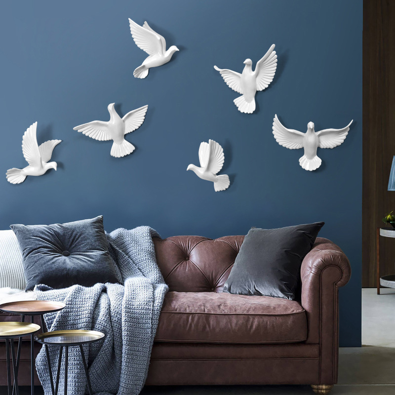 北欧立体小鸟墙面装饰客厅玄关沙发背景墙挂件燕子鸽子壁挂壁饰