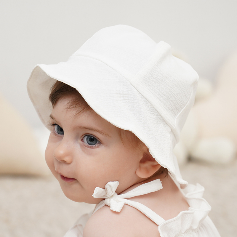 韩版可爱婴儿遮阳帽子夏季薄款纯色渔夫帽男女宝宝百搭太阳帽双面