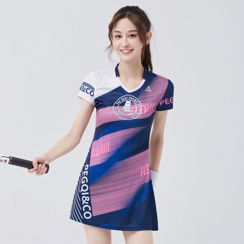 佩琪酷2024新款羽毛球服连衣裙女服时尚修身短袖速干网球训练大赛