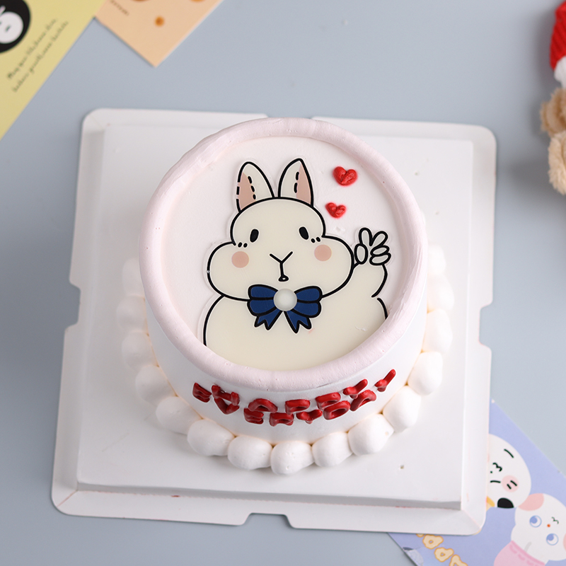 比耶小兔子儿童生日蛋糕装饰摆件蝴蝶结领带兔子开心每一天插件