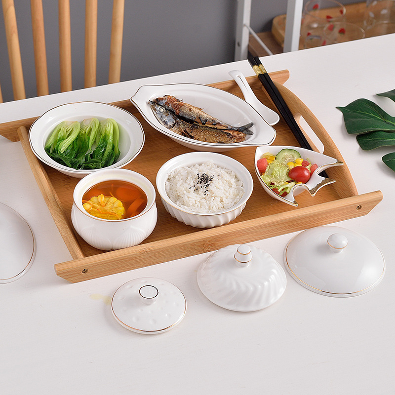 N5JV月子餐餐具套装产妇家用碗盘带盖一人食汤盅月子中心会所