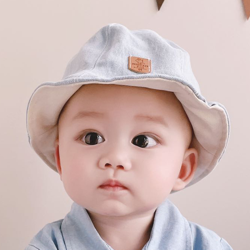韩国进口婴儿帽子春秋防风男女宝宝渔夫帽小月龄可爱牛仔太阳帽萌