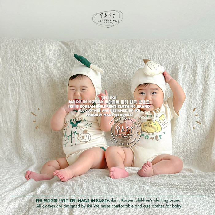 ikii韩国进口童装代购夏男女童宝宝满月周岁拍照连体衣婴幼儿爬服