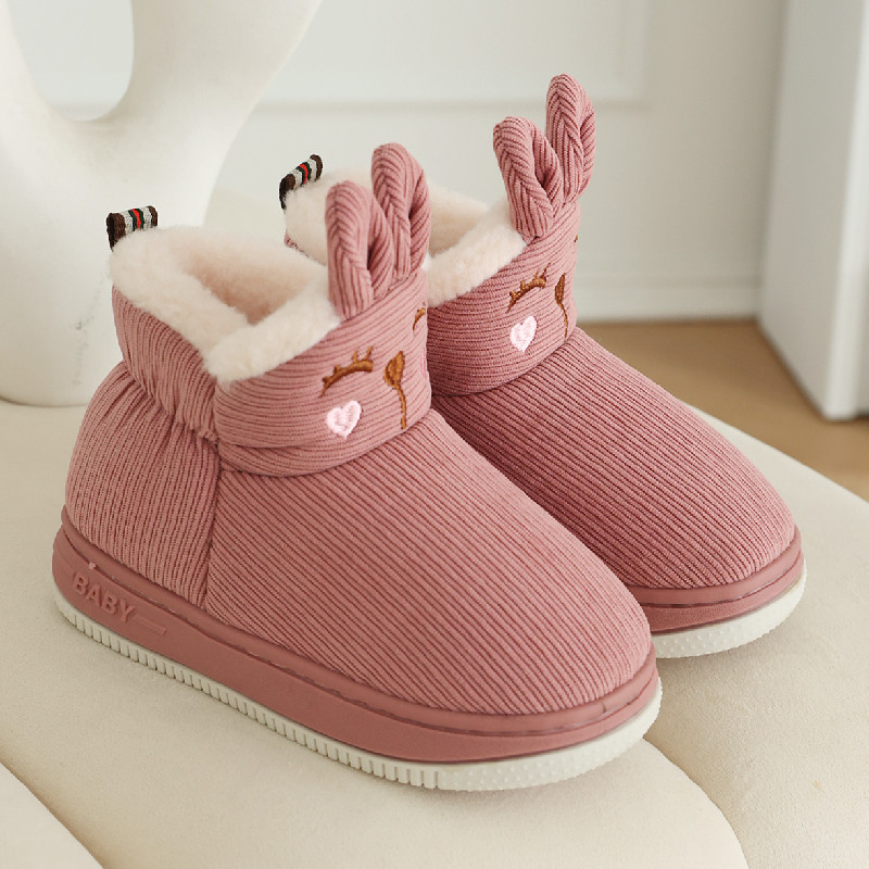 冬季棉拖鞋新款儿童月子室内简约保暖防滑包头简约男女休闲加厚绒