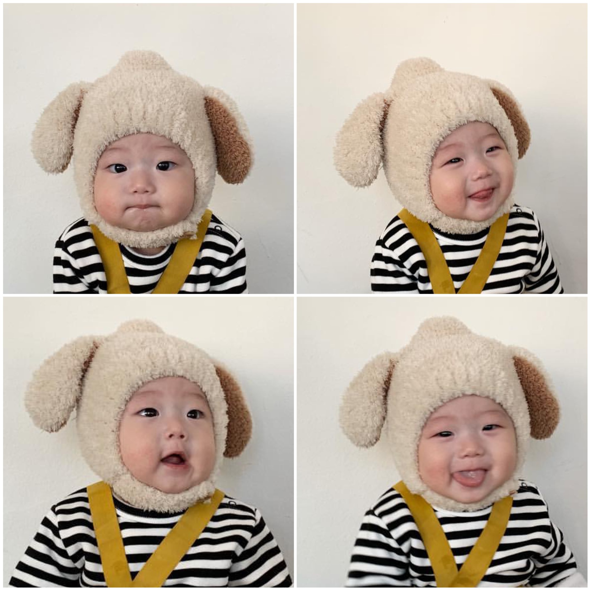 韩版婴儿帽子秋冬0一3个月6男女宝宝毛绒兔子耳朵护耳帽保暖可爱