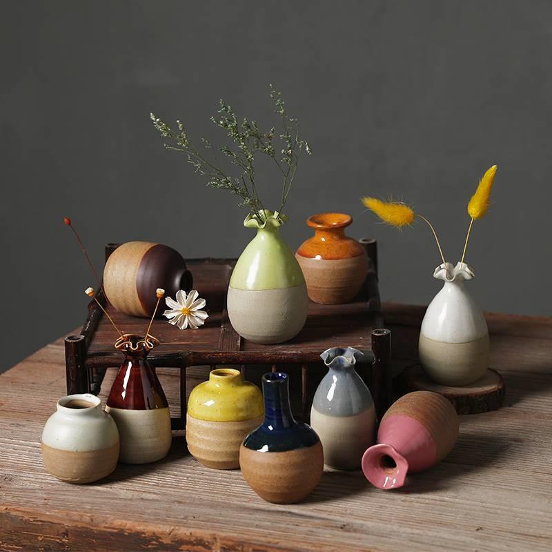 小花瓶迷你复古桌面陶瓷工艺品日式简约ins风插花居家美器