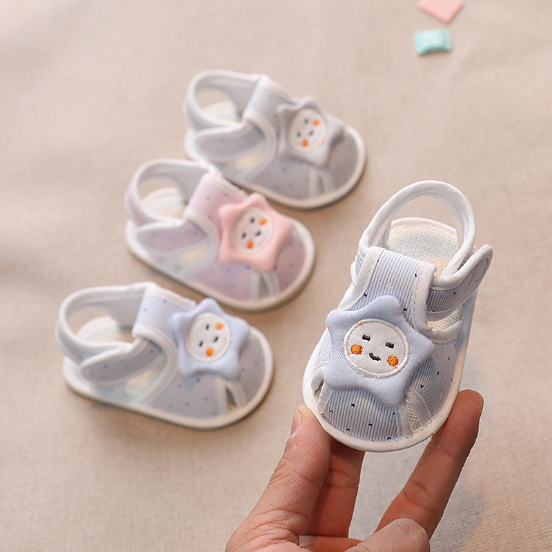 夏季凉鞋婴儿宝宝学步鞋不掉鞋透气魔术贴0到3到5到8到10到12个月