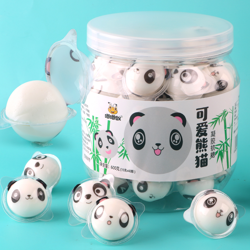 可爱3D卡通熊猫糖果果汁软糖网红QQ橡皮糖六一儿童墩宝宝趣味零食