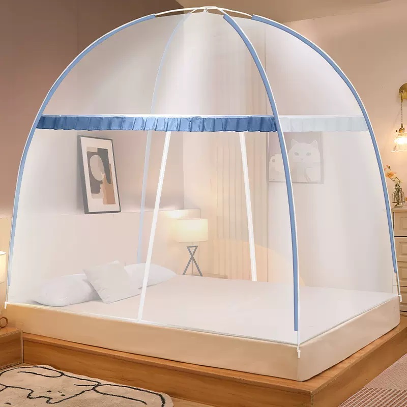 蒙古包蚊帐家用2024新款卧室免安装床罩帐篷防摔全底婴儿防止掉床