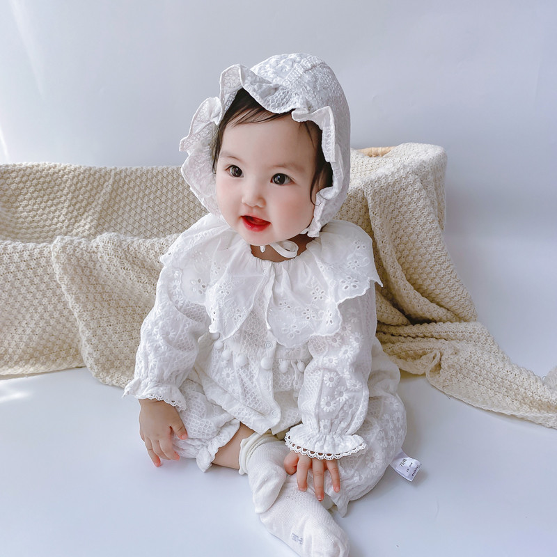 韩国婴儿衣服连体哈衣女宝宝长袖春秋装新生儿满月公主包屁衣纯棉