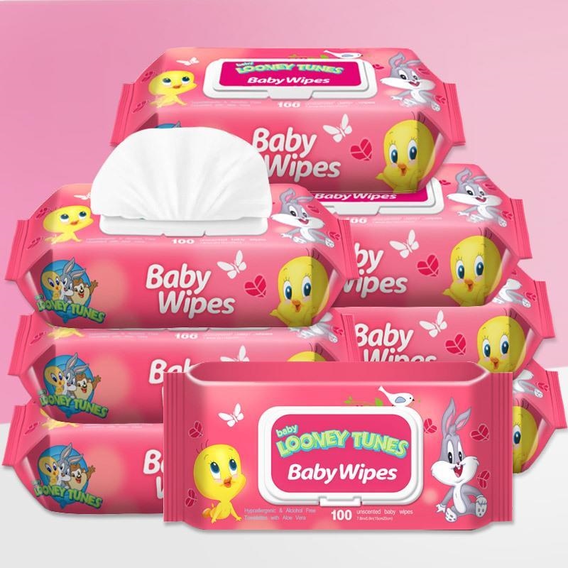 婴儿湿巾新生儿手口专用屁宝宝婴幼儿湿纸巾10大包带盖100*不连抽
