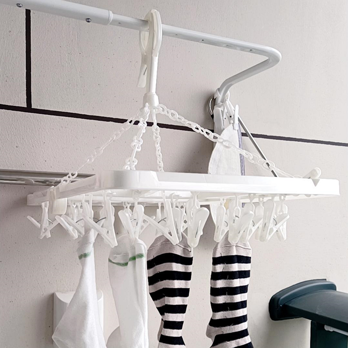 日本婴儿32个衣夹子多功能儿童袜子夹折叠晾晒衣架宝宝防风尿布架