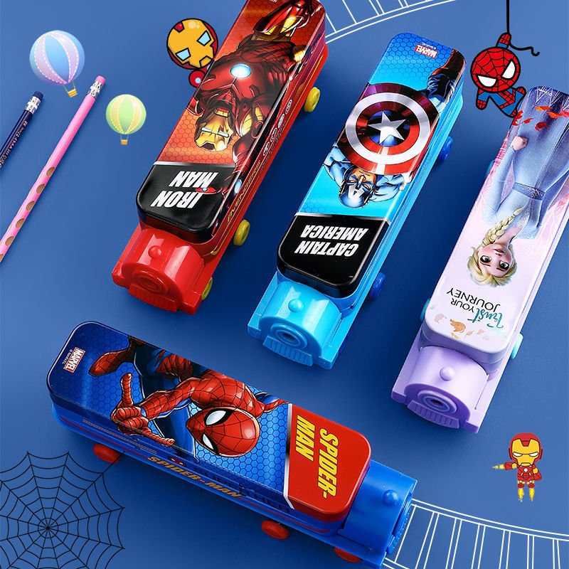 迪士尼文具盒漫威蜘蛛侠小学生可爱铅笔盒火车头文具盒儿童幼儿园