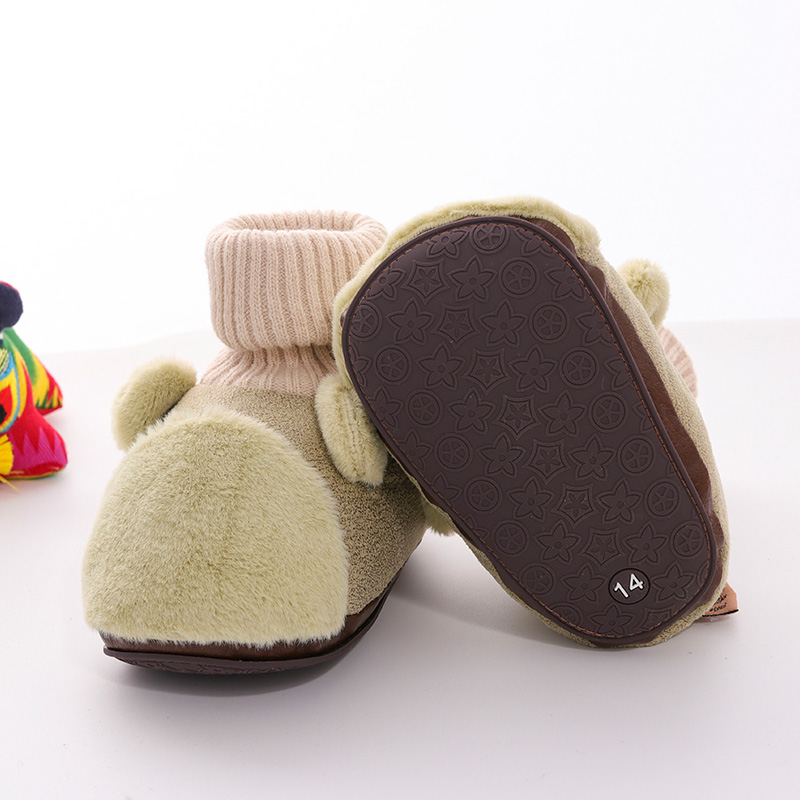 婴儿棉鞋冬季袜口鞋加绒加厚软底防滑男女宝宝保暖地板鞋防掉学步