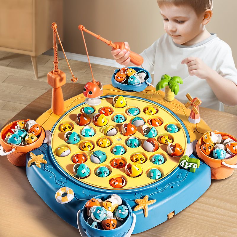 大号儿童钓鱼玩具电动旋转带音效磁性钓鱼竿宝宝益智玩具一3到6岁