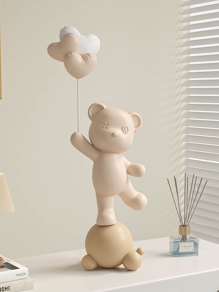 创意气球小熊摆件暴力熊高档客厅电视柜酒柜家居装饰品轻奢高级感
